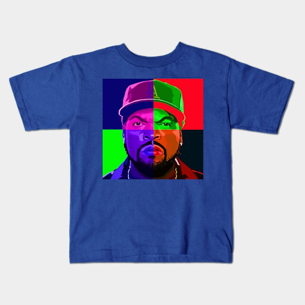 Ice Cube Rapper Color Design Kids T-Shirt by PulsePeople